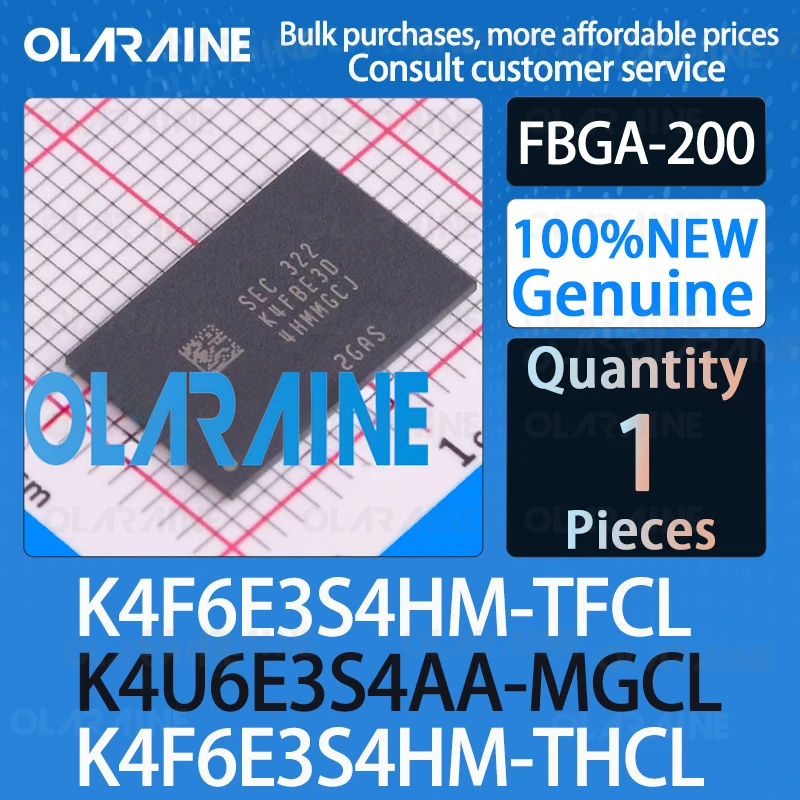 100%New Original K4F6E3S4HM-TFCL K4U6E3S4AA-MGCL K4F6E3S4HM-THCL FBGA-200 Dynamic Random Access MemoryDRAM IC chip