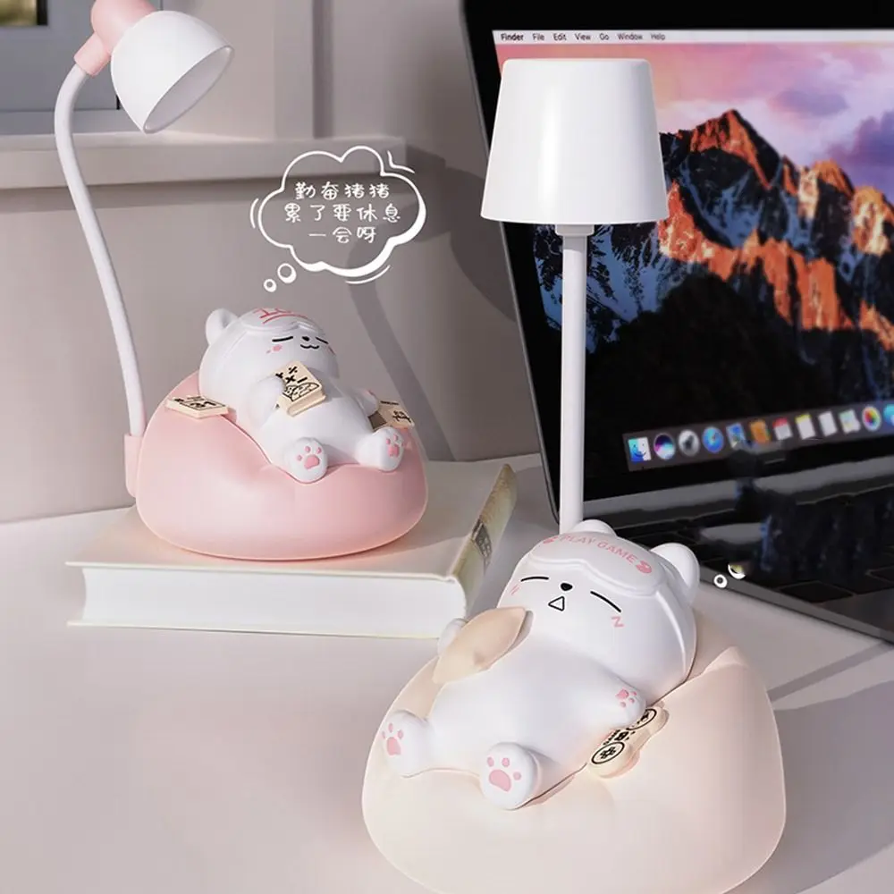 

USB Charging Sleeping Cat Night Light Eye Protection Desktop Bedside Table Lamp Soft Light Dimming Sleeping Atmosphere Light