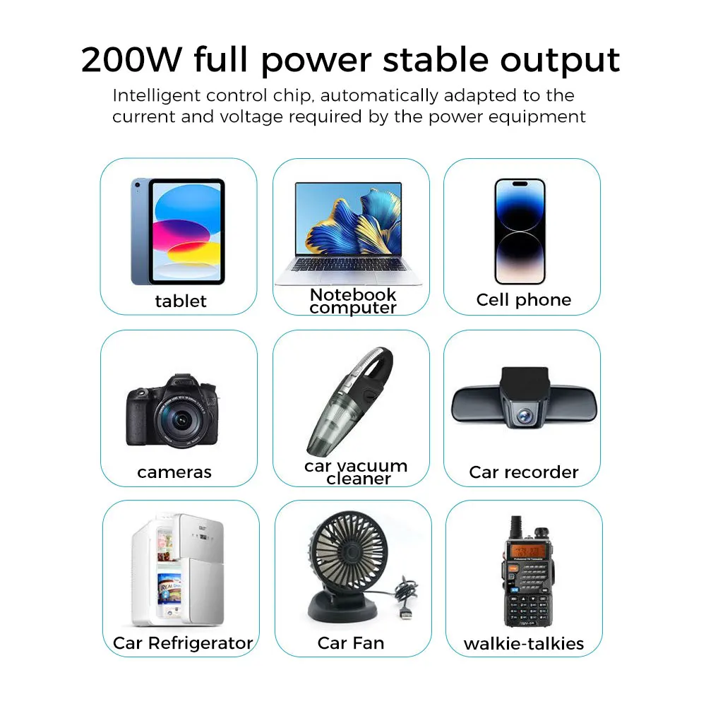 Car Power Inverter 24V 12V 220v 200W Led Display Car Output Power Inverter Charging Cup High Inverter Type-C Mounted Power