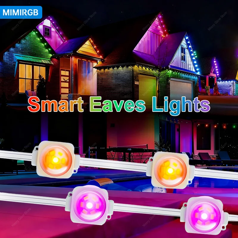 

60M Permanent Outdoor Lights APP Bluetooth RGBIC Light Strip Waterproof Full House Eaves Lights String Christmas Lighting