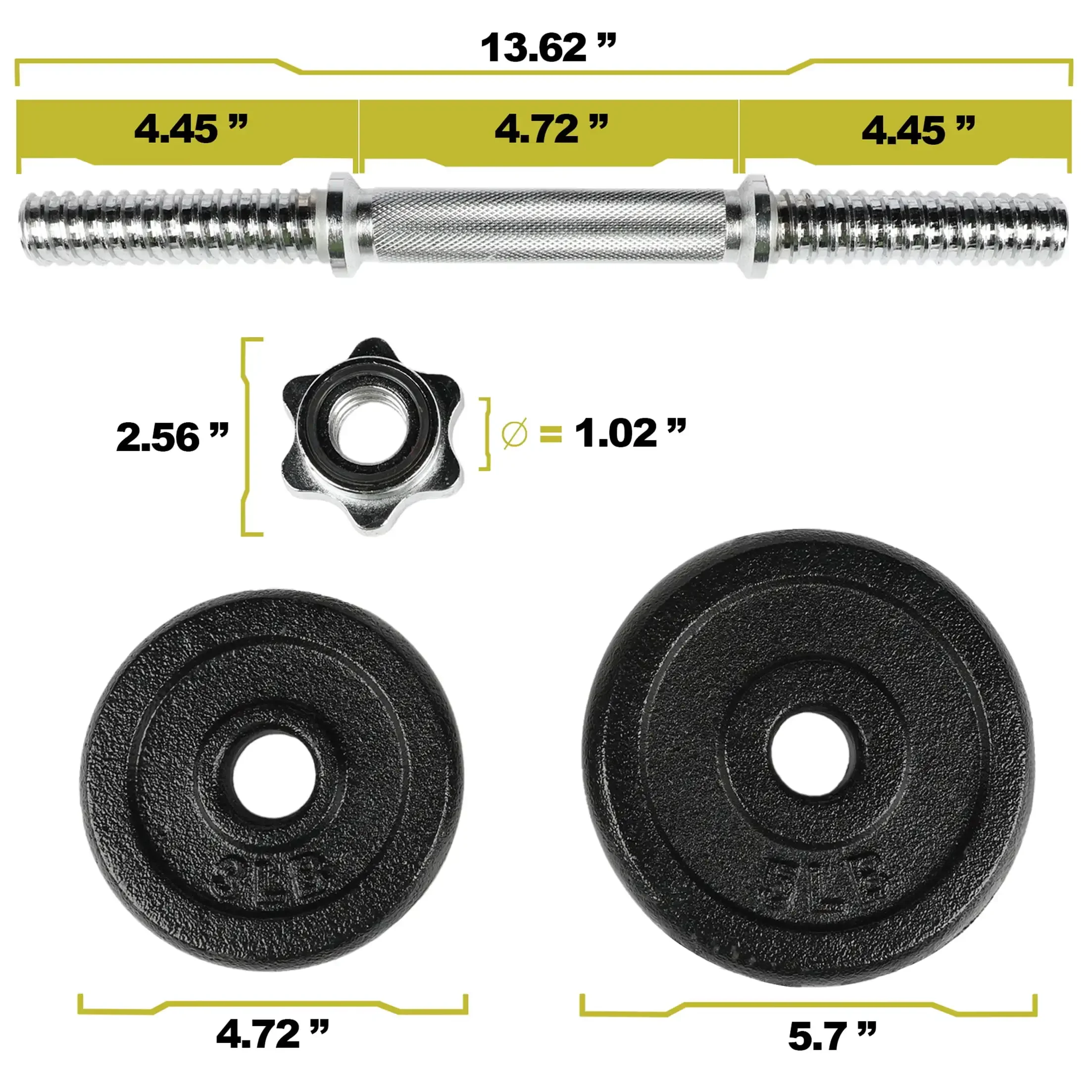 40lb Adjustable Dumbbell Set, Chrome & Black