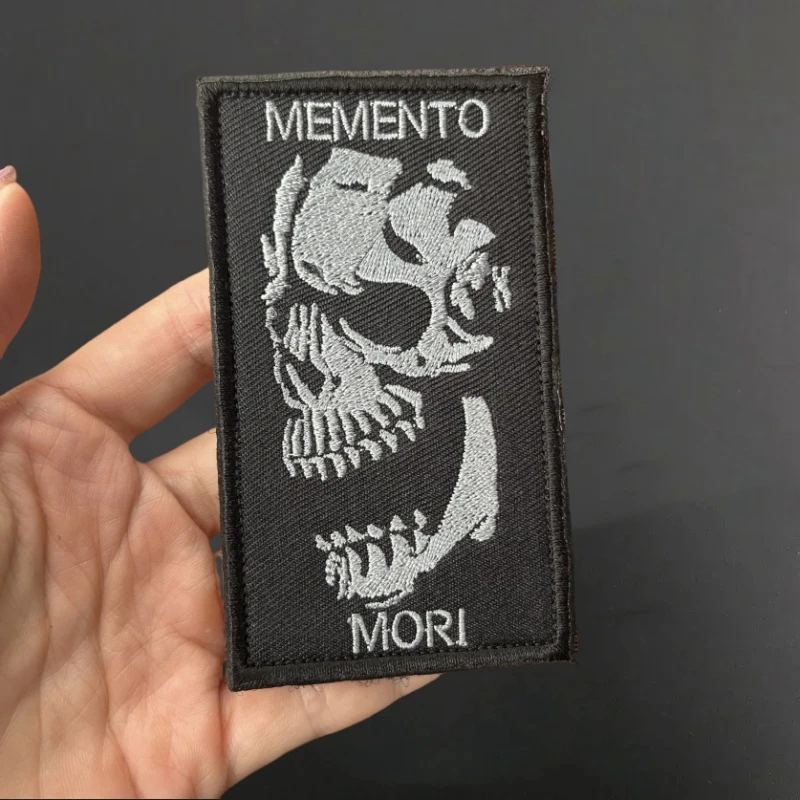 Memento Mori Skull Tactical Patches Military Morale Emblem Backpack Hook and Loop Sticker