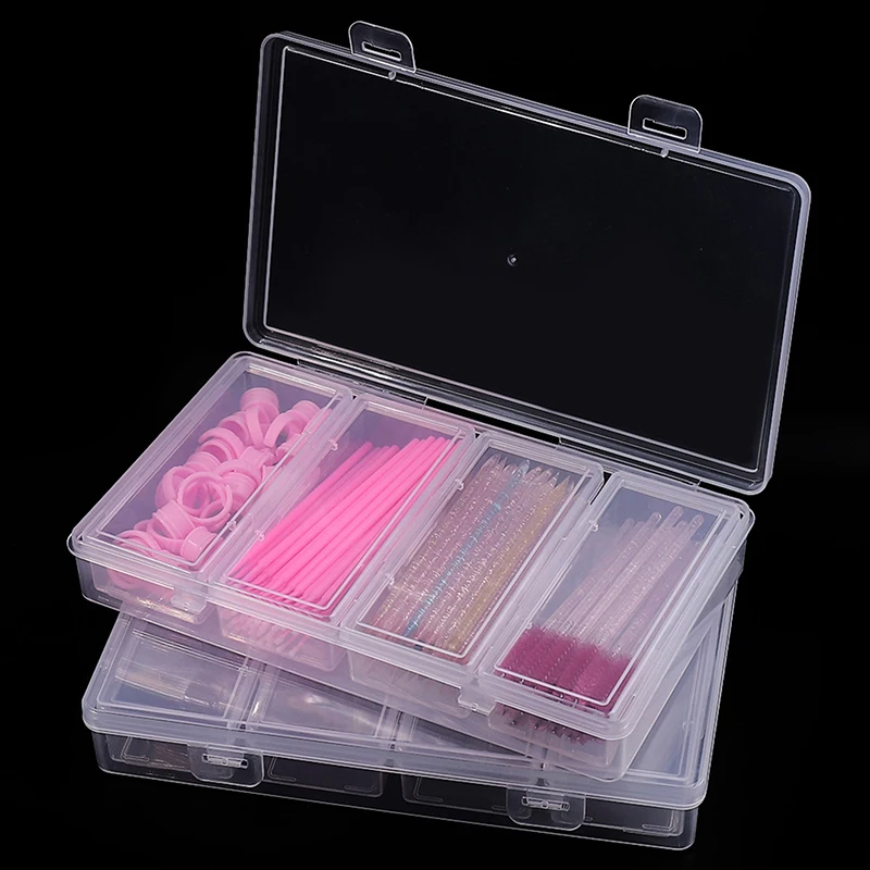 4 Grid Independent Storage Box Transparent Nail Art Tool Dustproof Storage Box False Eyelash Extension Pallet Organizer Box