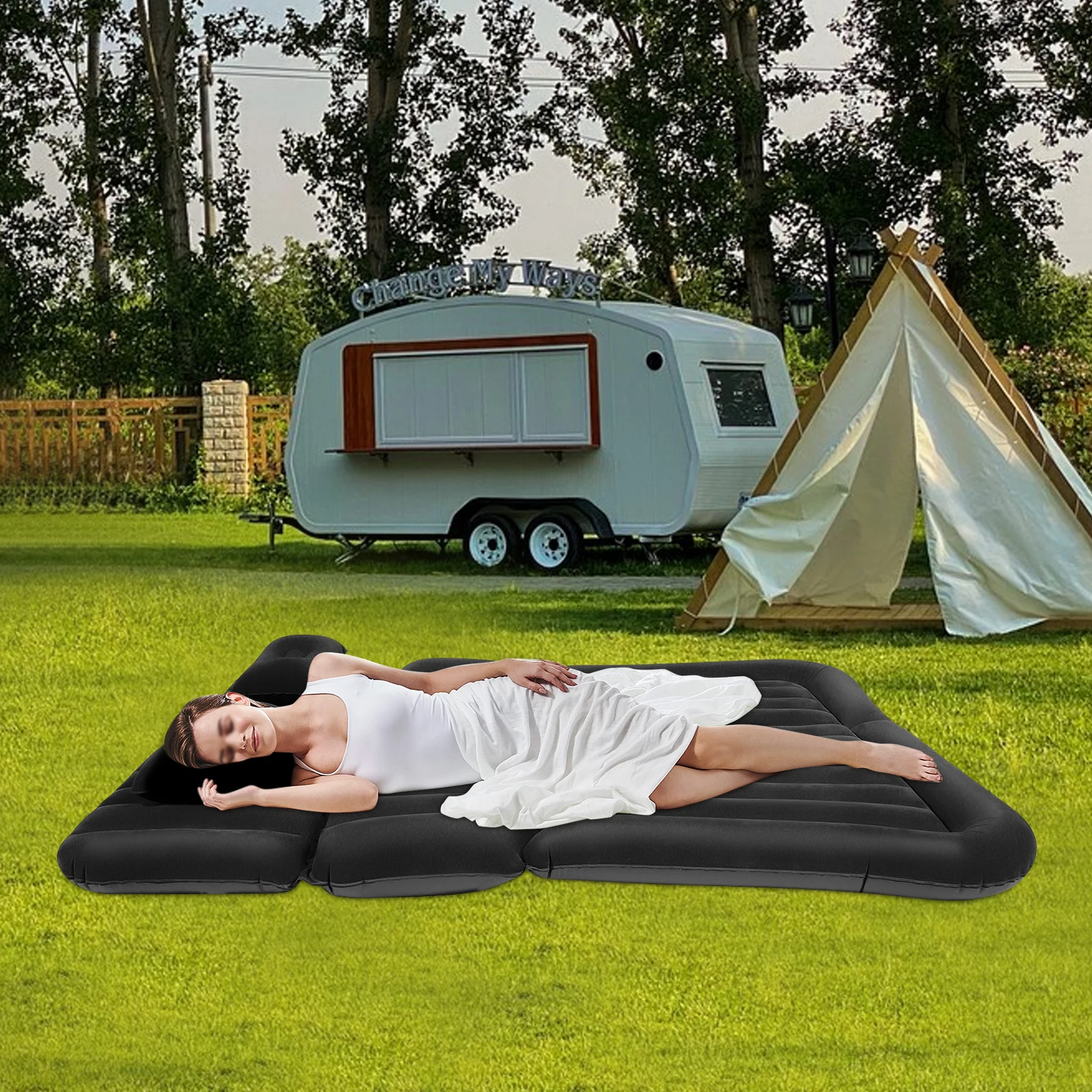 Universal Inflatable Mattress 250kg Capacity, 174x126cm Quick Inflation/Deflation for Travel & Home Use Travel Air Mattress