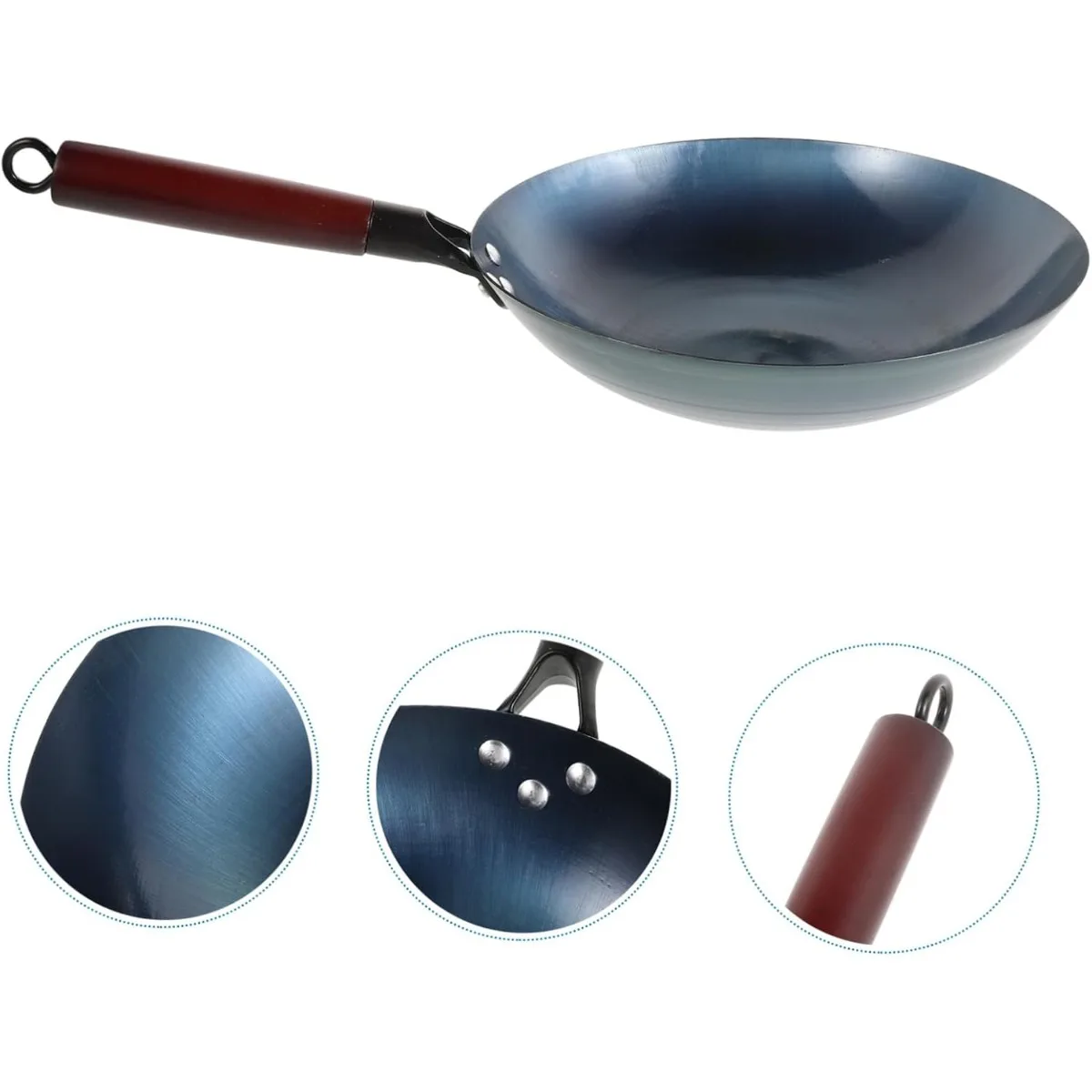 Hand Forged Iron Pot 30cm Traditional Wok Without Coating Wooden Handle Old Style Non Iron Frying Pan Household Cookware