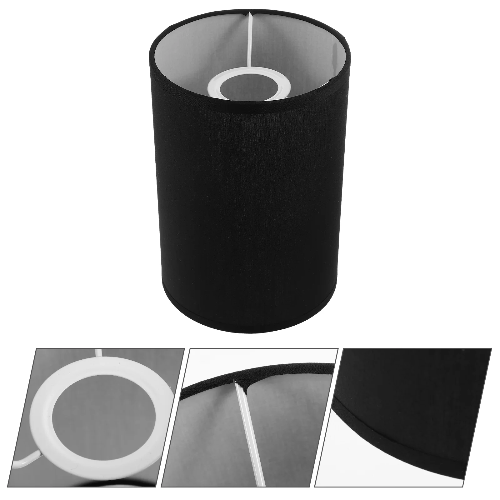 Lámparas de mesa redondas para sala de estar, dormitorio, suelo, pantalla decorativa E27, casquillo de luz, reemplazo pequeño Simple, negro