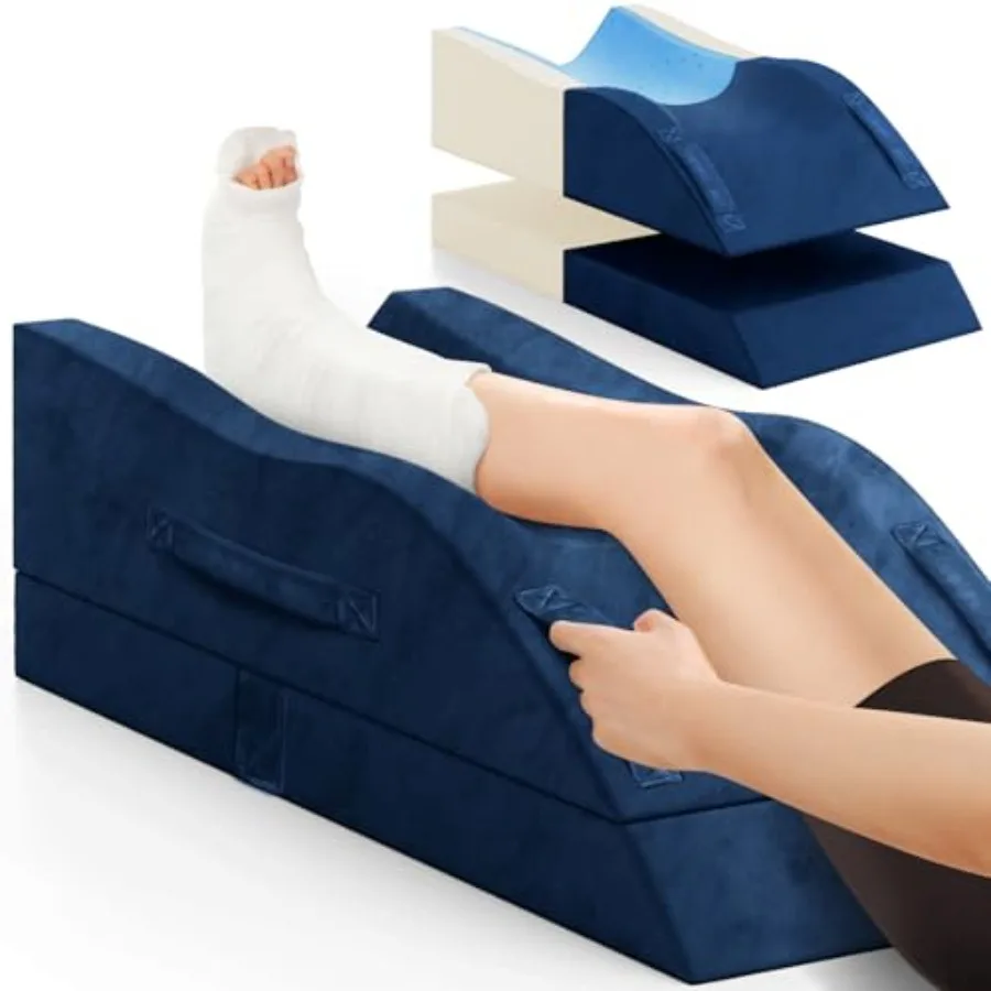 

Leg Elevation Pillows, Wedge Pillow for After Surgery Or Rest, Memory Foam Leg Support Adjustable, Back Knee Hip Ankles Pain Re