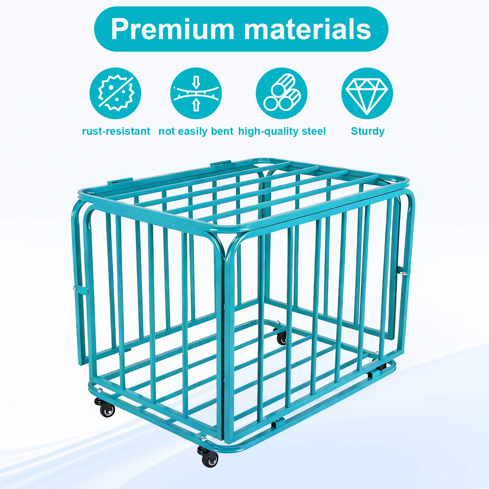 

Folding Ball Storage Rack with Wheels and Lid Sports Equipment Organizer Storage Basket for Garage School Kindergarten