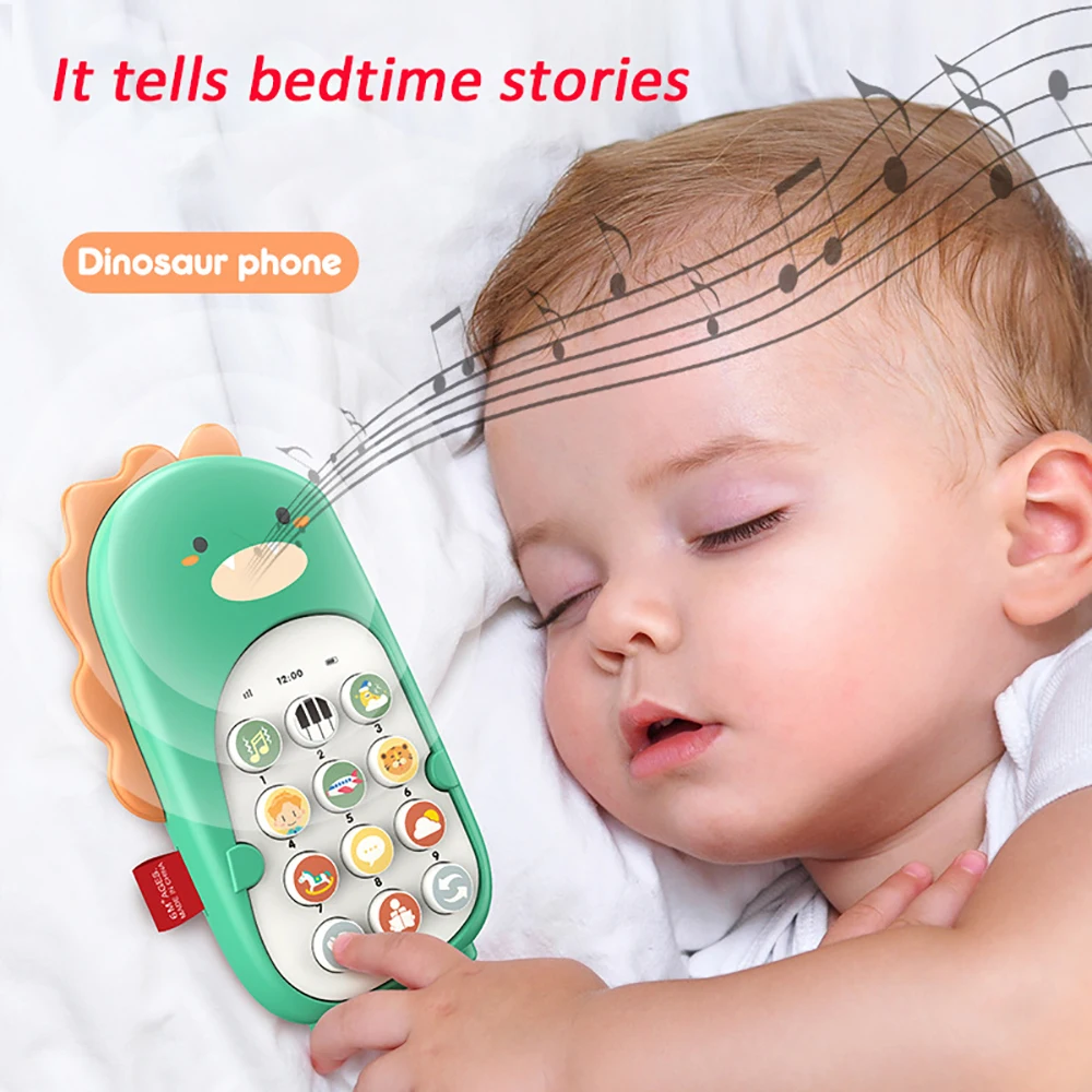 Baby Cartoon Dinosaur Music Mobile Phone Toy Soothe Sleeping Artifact Simulation Telephone Early Educational Toys Gifts For Kids