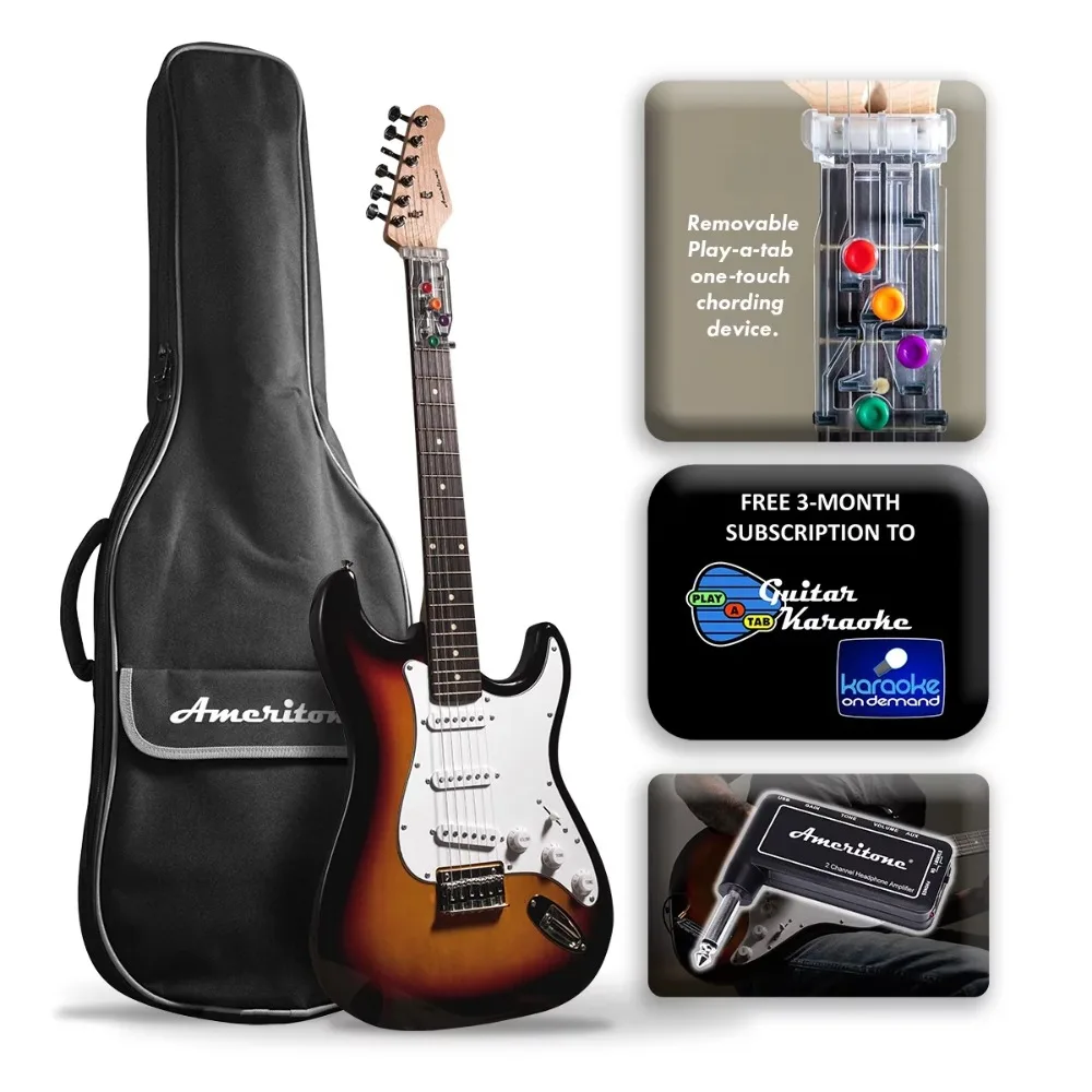 

Classical Guitar Electric Guitar with Play-A-Tab Chord Former Gig Bag Headphone Amplifier Acoustic Professional Ukulele Bass