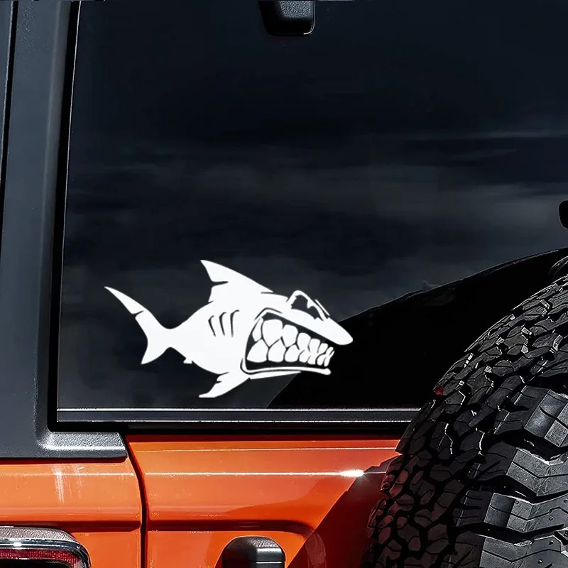 2D Flat Flat Motorcycle Helmet Sticker Cross-Border Foreign Trade Car Sticker Wholesale Shark Teeth Animal Car Window Rear Glass view 4