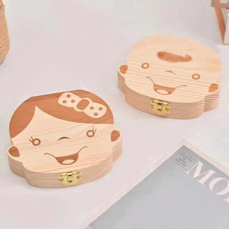 Wooden Baby Teeth Storage Box Teeth Wooden Box Umbilical Cord Tooth Collection Box Infant And Toddler Souvenir Box