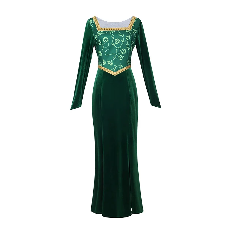 Anime Princess Green Dress Fiona Dress Shrek Cosplay Costume Halloween Fancy Fantasy Party Suit Role playing for Adult Woman