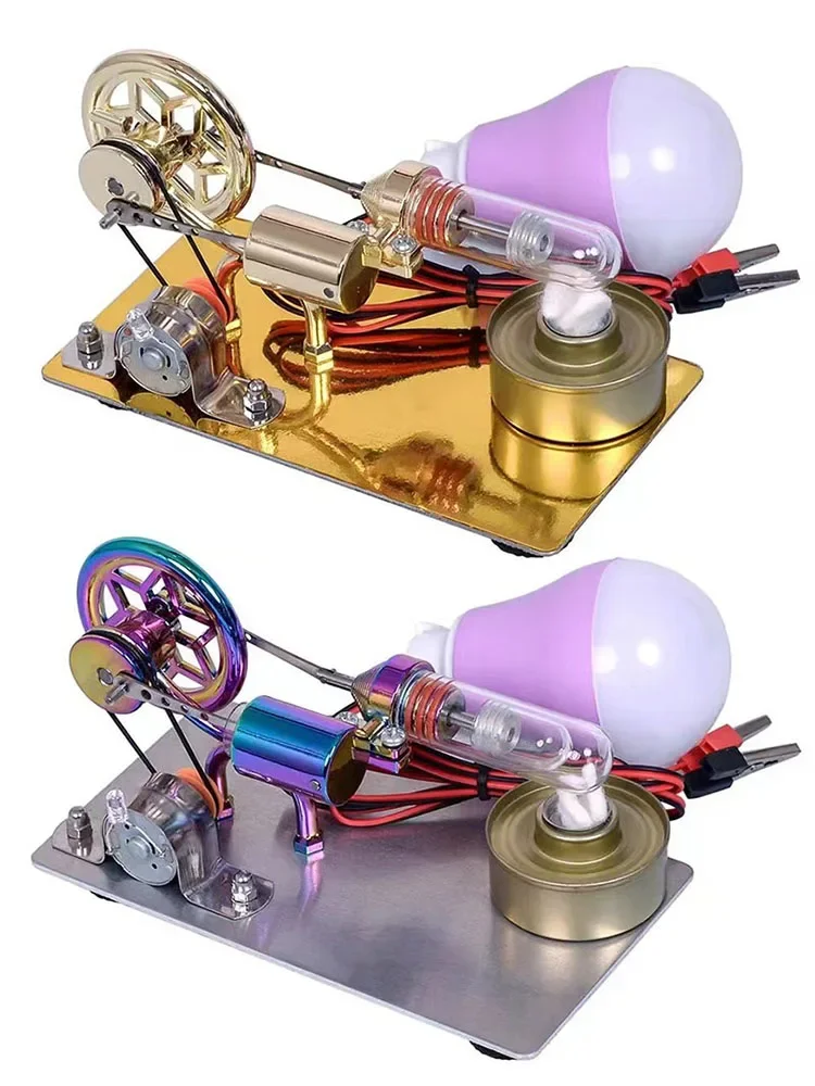Mini Model Silnika Stirlinga Generator z Podświetleniem Eksperyment Fizyczny Popularna Nauka DIY Produkcja Zabawka Inwentaryzacyjna (colorful) — Zdjęcie 2 z 2