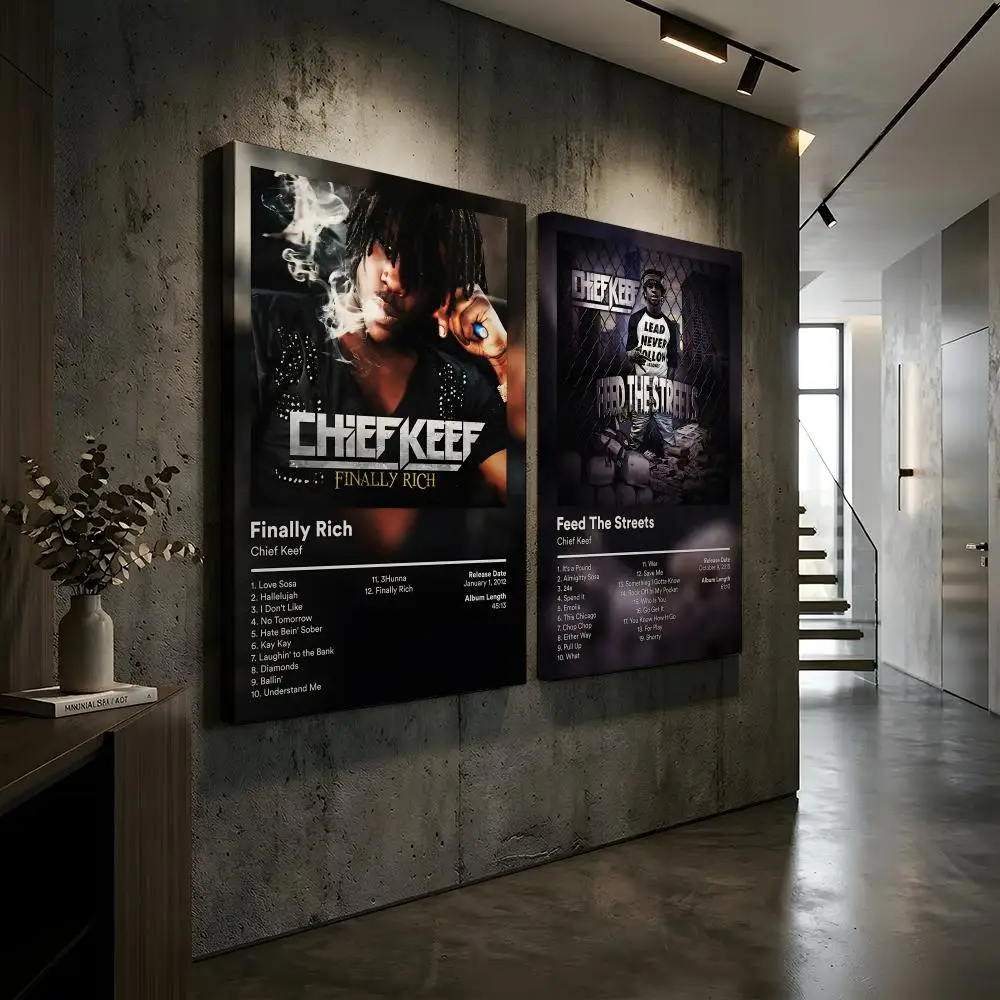 C-Chief Keef Rapper Album Painting Calligraphy HD Modern Style Inner Frame Canvas Poster Bedroom Room