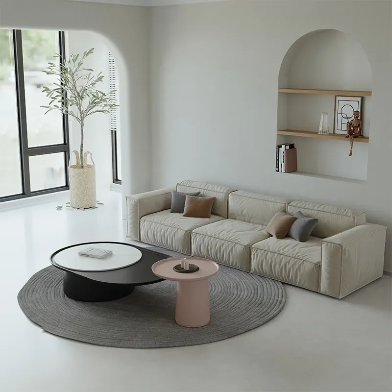 Juego de mesa de centro redonda y moderna para sala de estar, muebles de lujo, color negro y rosa, nuevo estilo, 2022