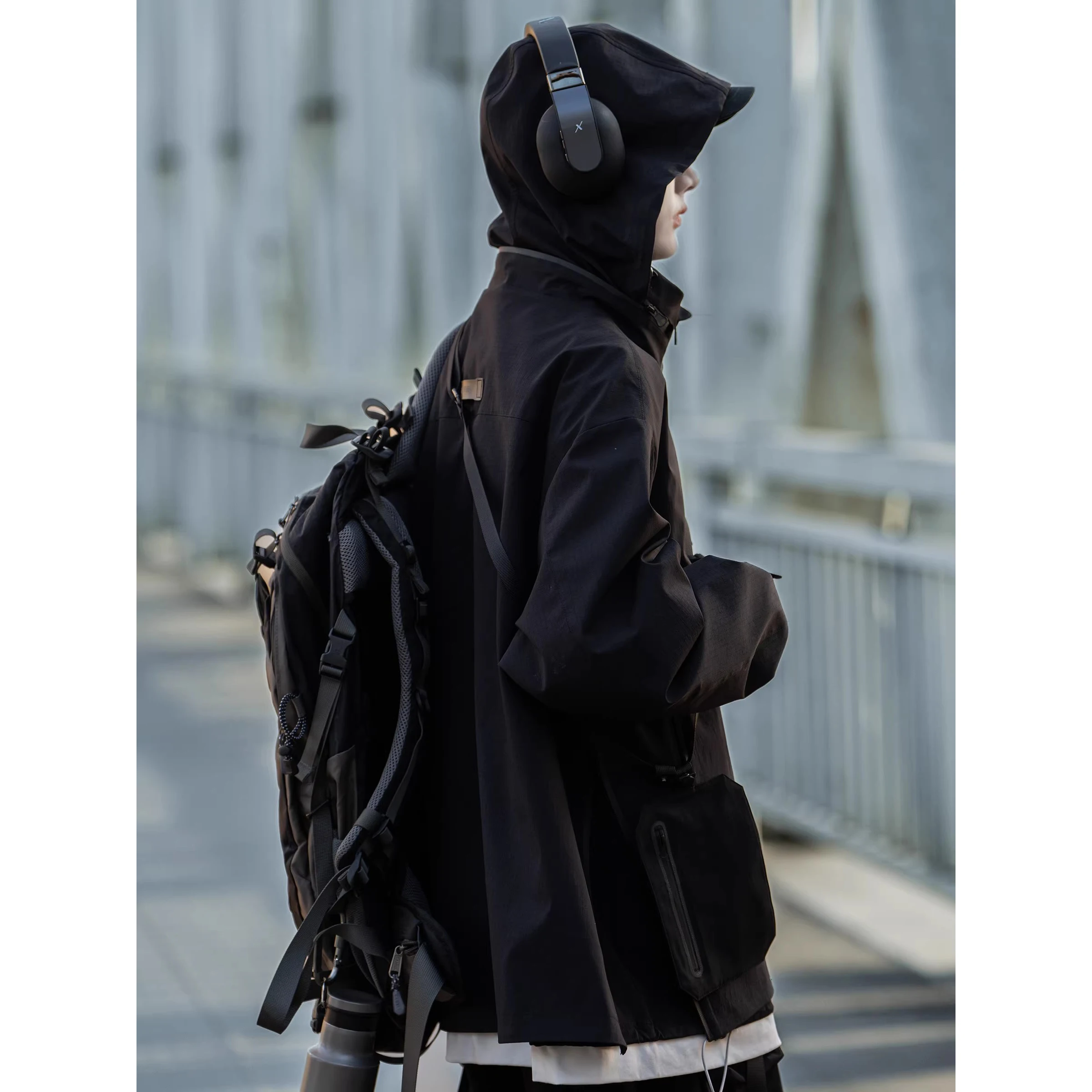 2025 Men Tactical Jackets Functional Multi Pockets Hooded Coats Windbreaker Hip Hop Streetwear Male Clothes Techwear