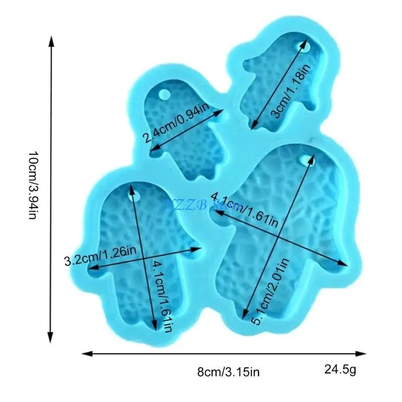T21F Palmas Amuleto Brinco Charme Moldes Resina com Furo 4 Cavidade Fátima Fundição à Mão