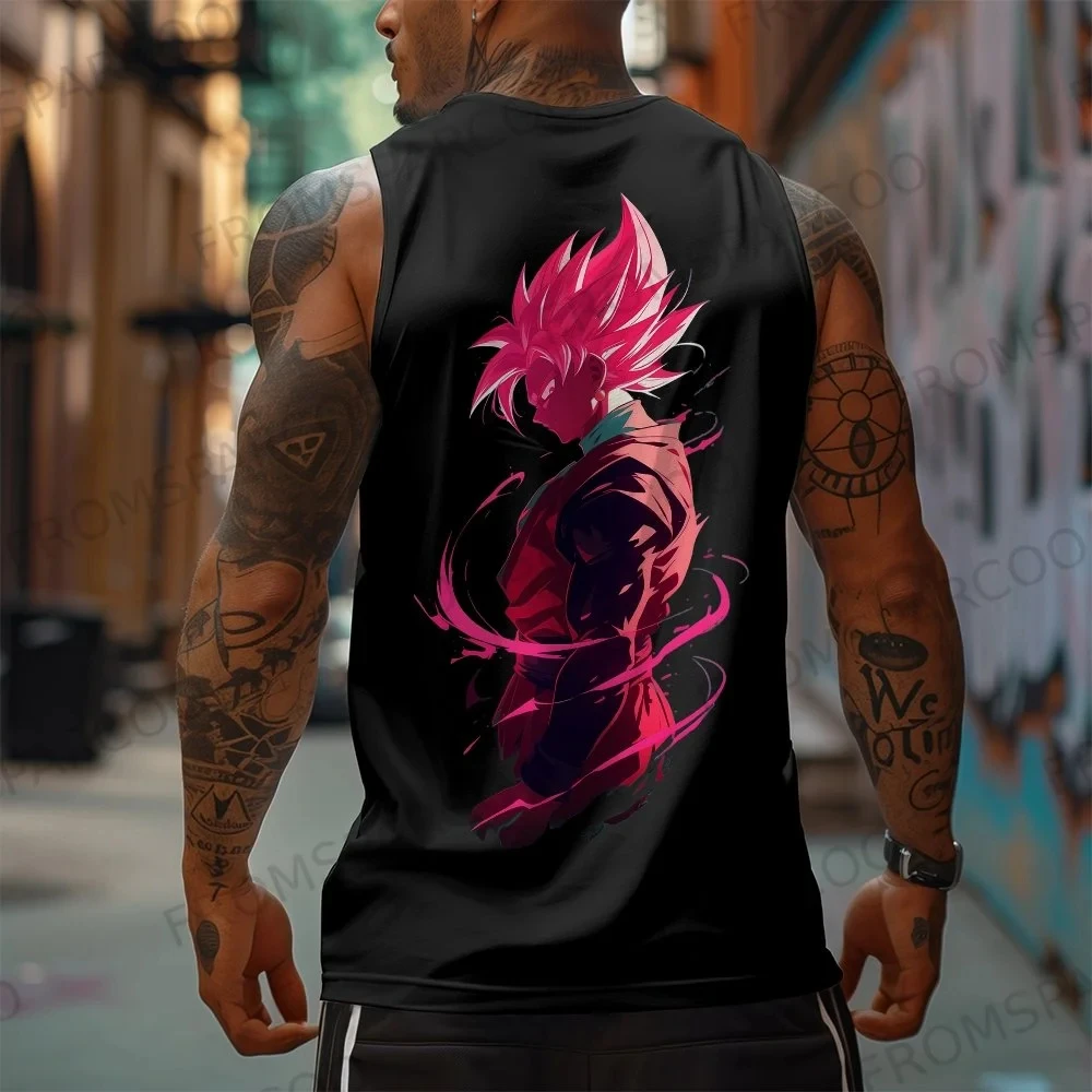 

2026 Dragon Ball Goku Anime Printed Pure Cotton Tank Top American Men's and Women's Loose Summer Fashion Sporty Top