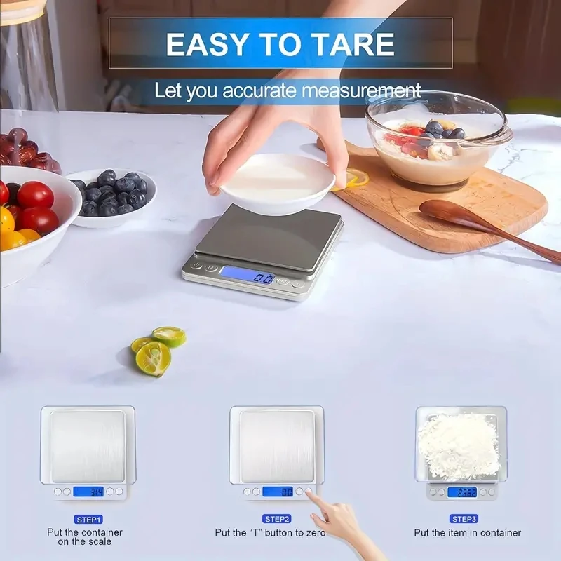 Imagem -05 - Balança de Cozinha Digital com Display Lcd Pequena Balança Jóias Balanças Alimentares Grama Peso Digital oz 0.01g 0.1g