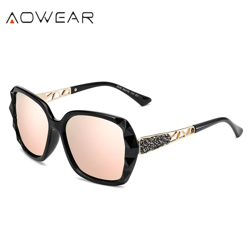 AOWEAR Vintage Rosa Spiegel Sonnenbrille Frauen Polarisierte Quadratische Gradienten Sonnenbrille für Damen Klare Übergroße Lunette De Soleil – Detail 5
