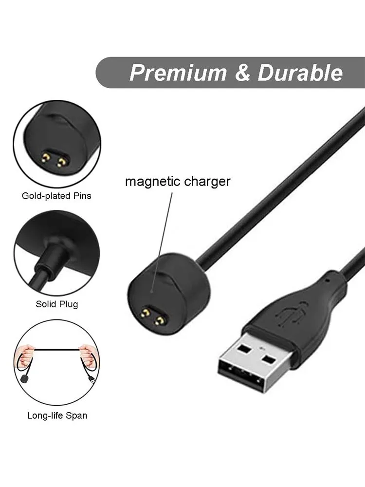 2 パック Amazfit Band 5 Xiaomi Mi Band 7/6/5 USB スマートウォッチ充電器交換用充電器充電ケーブル用