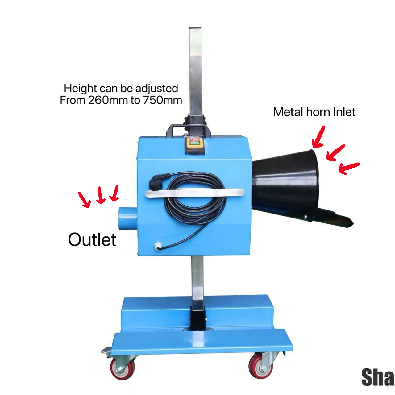 Fengshen Industrial Fume Exhaust Extractor Semi-Automatic Mobile Efficiency Car Workshop Equipment 0.55KW 900m3h 220V/380V CE