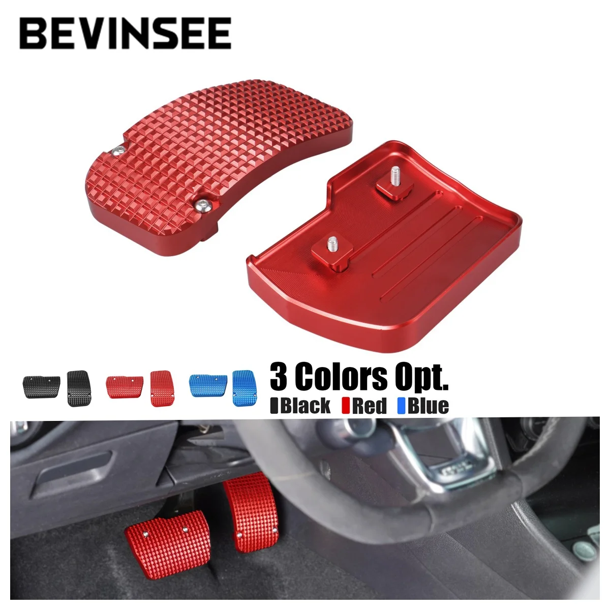 BEVINSEE Aluminum Car Brake Gas Pedals Clutch Rest Pedal for VW for Golf 7 for Audi A3 8V RS3 for SEAT Leon 5F for Skoda Octavia