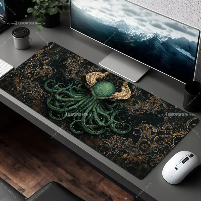 

Accessories Mousepad for Office and Gamer Keyboard Mats Decor Mat Cthulhu Green Octopus Mouse Pad Large Rubber Anti-slip PC Desk