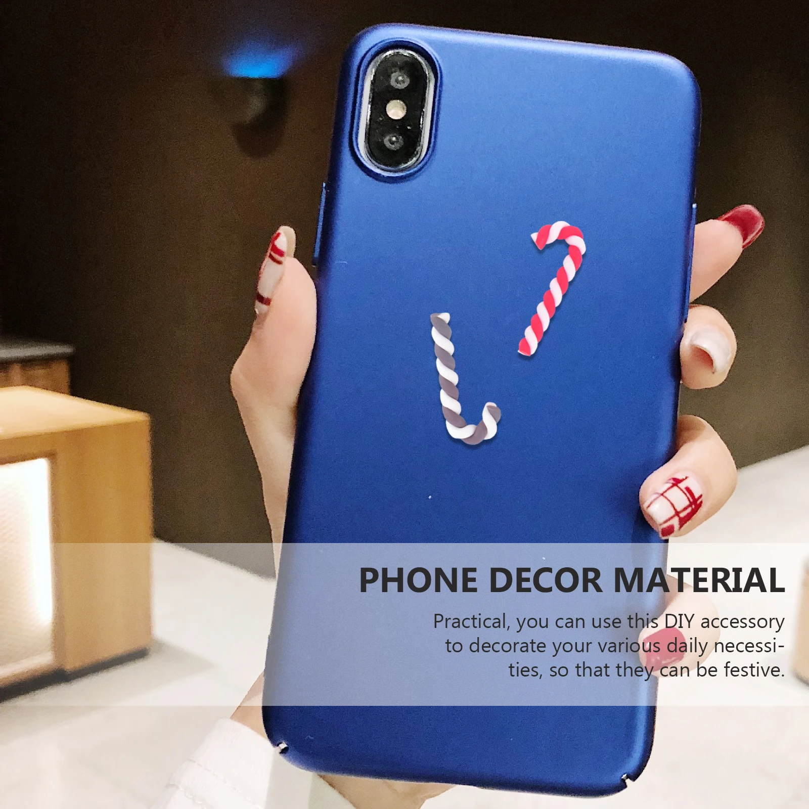 

20pcs Soft Clay Candy Cane Accessories Christmas Diy Decor For Phone Case Bag Hair Holiday Party Decoration Craft Material