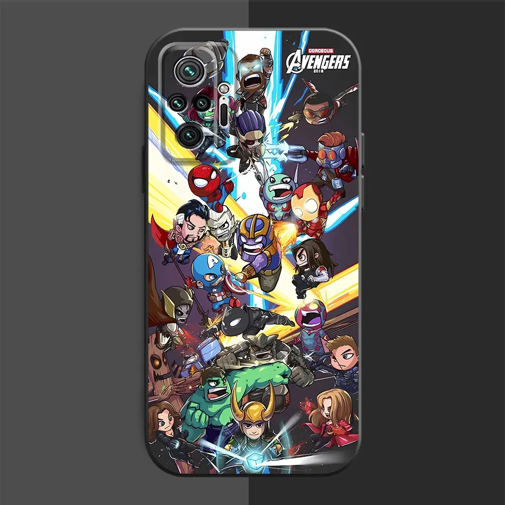 Capa macia preta, desenhos animados da Marvel, Redmi Note 9T, 12, 11 Pro, 8T, 10S, 12S, 13 Pro, 10, 9, 8, 7, 11S, 9S