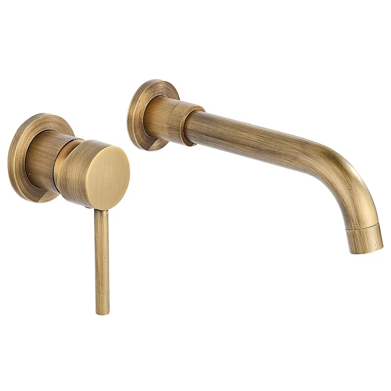 

Antique two-piece set of hot and cold faucets in the wall, concealed sink and basin, one-piece single-handle, household faucet