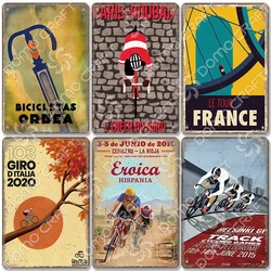 Bicycle Plaque Metal Tin Sign Cycling Race Vintage Metal Poster Wall Art Decor for Bike Club Garage Man Cave