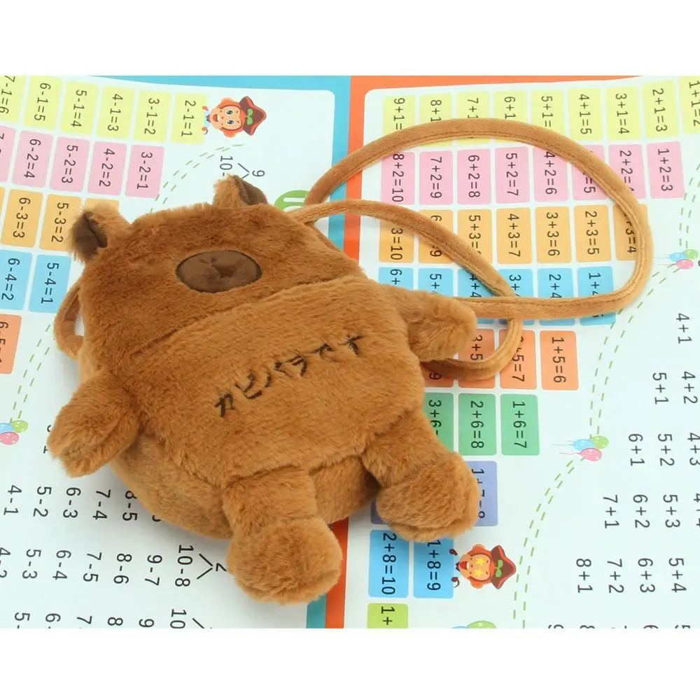 Durável dos desenhos animados capivara crossbody saco estilo coreano bonito boneca de pelúcia bolsa de ombro macio capivara telefone saco viagem