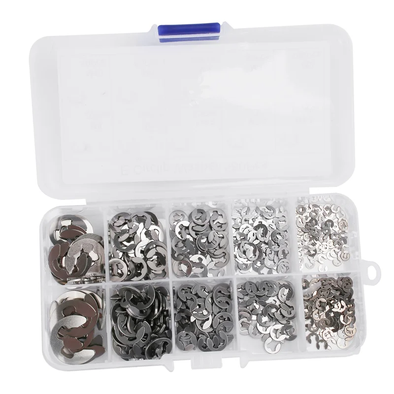 

580PCS Stainless Steel 304 E-Type Retaining Ring E-Buckle Spring Washer M1.5-M10 10