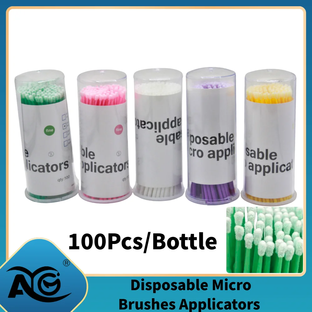 

100 шт./флакон, одноразовые микро-щеточки-аппликаторы для стоматологии, инструменты для наращивания, стоматологические материалы