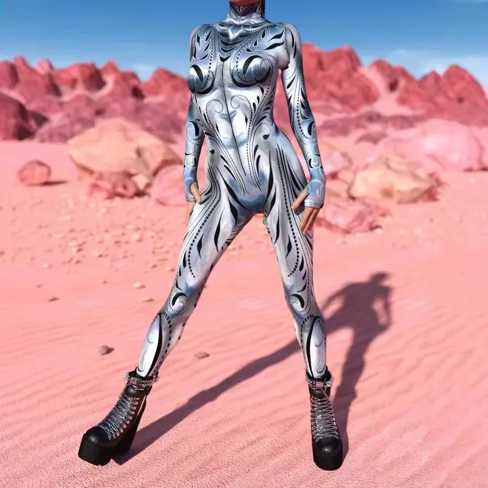 

White Futuristic Cyberpunk Women's Bodysuit Cosplay Bodysuit Steampunk Bodysuit Bodysuit Costume Halloween Party Costume