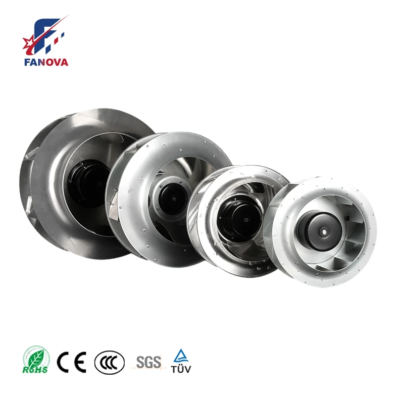 FANOVA Customizable 133mm 400mm 1000mm EC Plug-in Cooling Fan 0-10V PWM Control Backward Centrifugal Impeller Metal Plastic