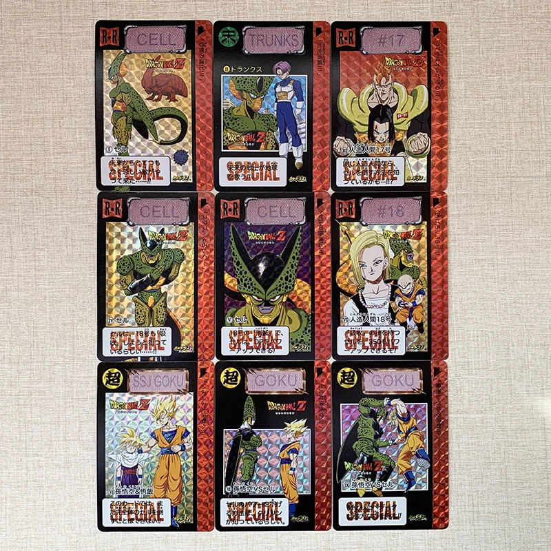 

9Pcs Dragon Ball Flash Card Cell Series Super Saiyan Goku Gohan Android 18 Classic Toys Game Anime Collection Cards