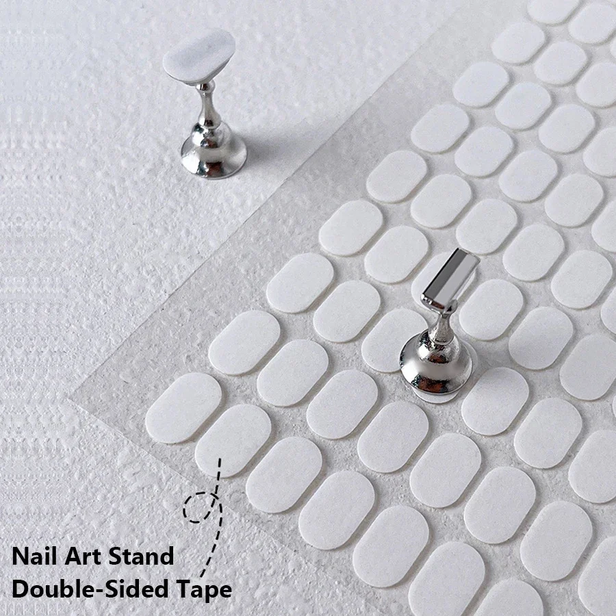 100Pcs Double-Sided Jelly Tape for Nail Art Wearable Press-On Nails Practice Base Fixing No-Trace Cards