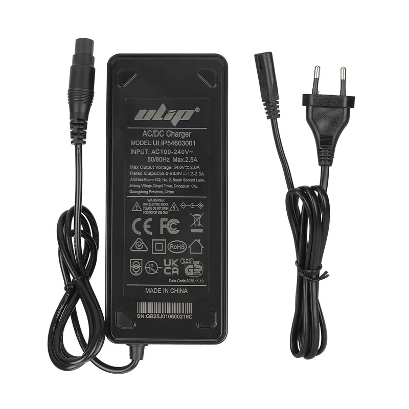 Ulip 53.6 فولت/54.6 فولت 2A شاحن O موصل مع الاتحاد الأوروبي/الولايات المتحدة/المملكة المتحدة التوصيل ل Mi 4 برو بلس/ماكس G3 F3 GT3 ZT3 سكوتر إمدادات محول الطاقة