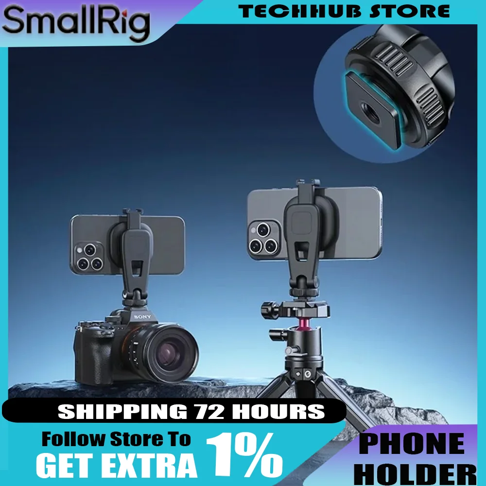 

Магнитный держатель для телефона SmallRig AC-10 Прикрепляемый зажим для телефона с креплением для холодной башмака для легких микрофонов для iPhone 16/16 Pro