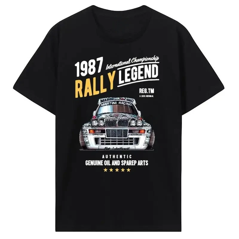 Hip Hop Fitness Clothing Men T Shirt Rally Legend Motif with 1987 Lancia Delta Integrale Hf Car Men Summer Brand