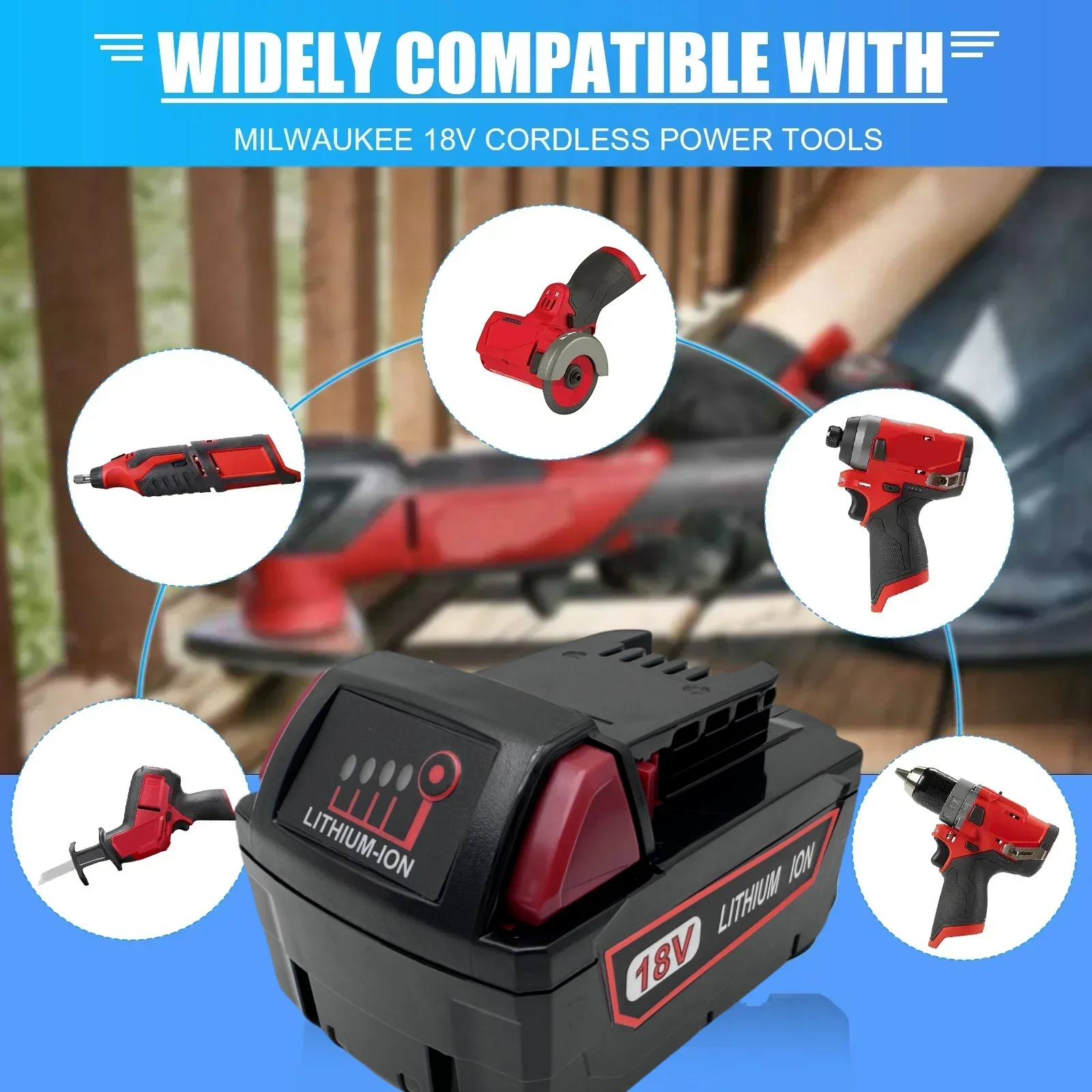 9800mAh/12800mAh per Milwaukee M18 18V sostituzione per Milwaukee M18B5 XC batteria agli ioni di litio 48-11-1815 48-11-1850 2604-22 2604-20