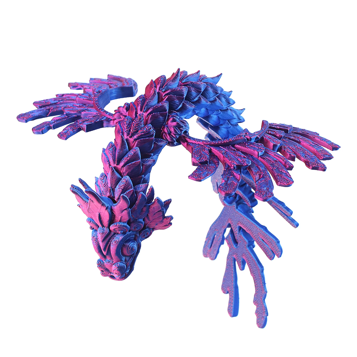 3D printed Phoenix Bird, dual color gradient dragon model, colorful creative decorative gift, joints can swing