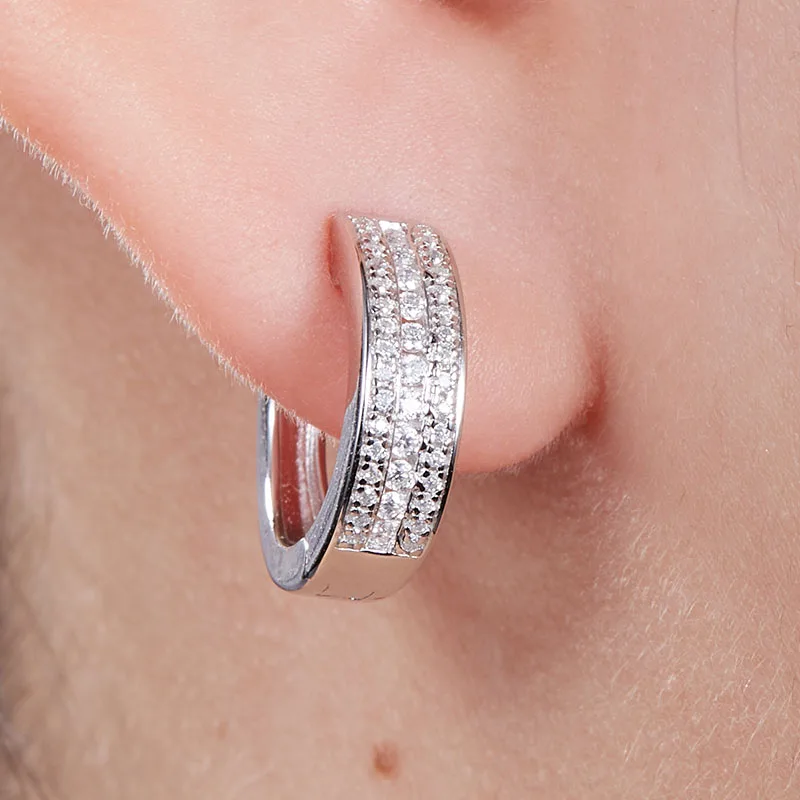 صغيرة كاملة D اللون مويسانيتي الماس S925 فضة جميلة صغيرة هوب أقراط للنساء الأذن الصغيرة العظام مجوهرات هدايا