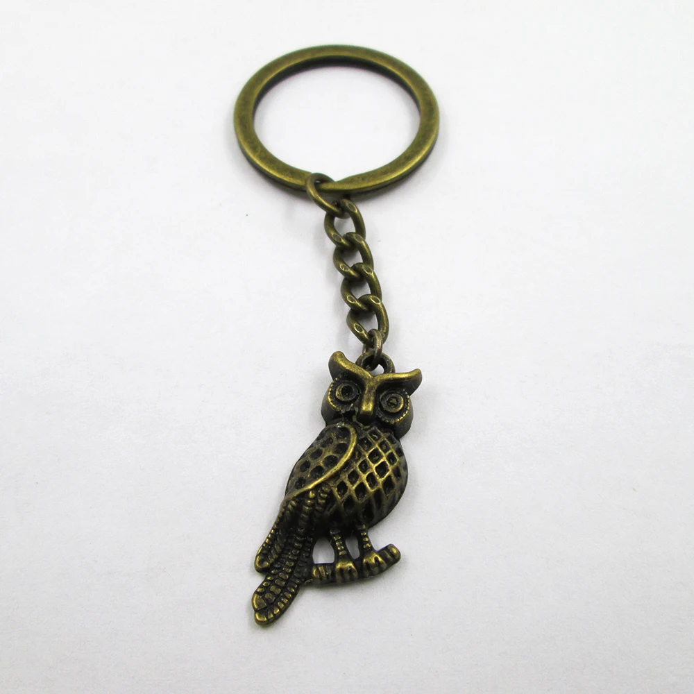 3pcs/lot Antique Tibetan bronzeowls 30x20mm charm keyring best frined,birthday  present ,pendant keychain