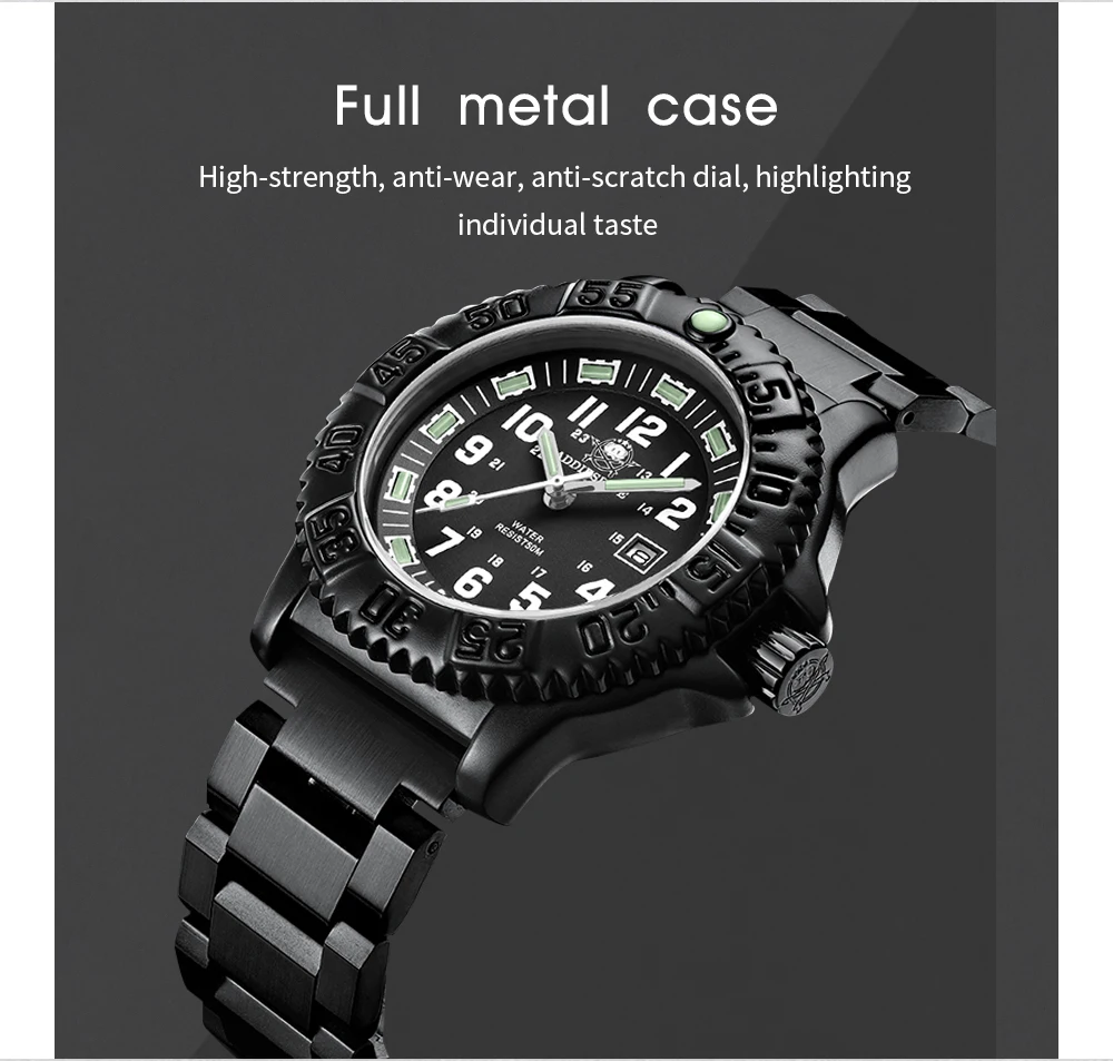 

ADDIESDIVE Fashion Casual Quartz Watches MY-050S Tube Luminous Waterproof Alloy Stainless Steel Outdoor Japan 2115 Men’s Watches