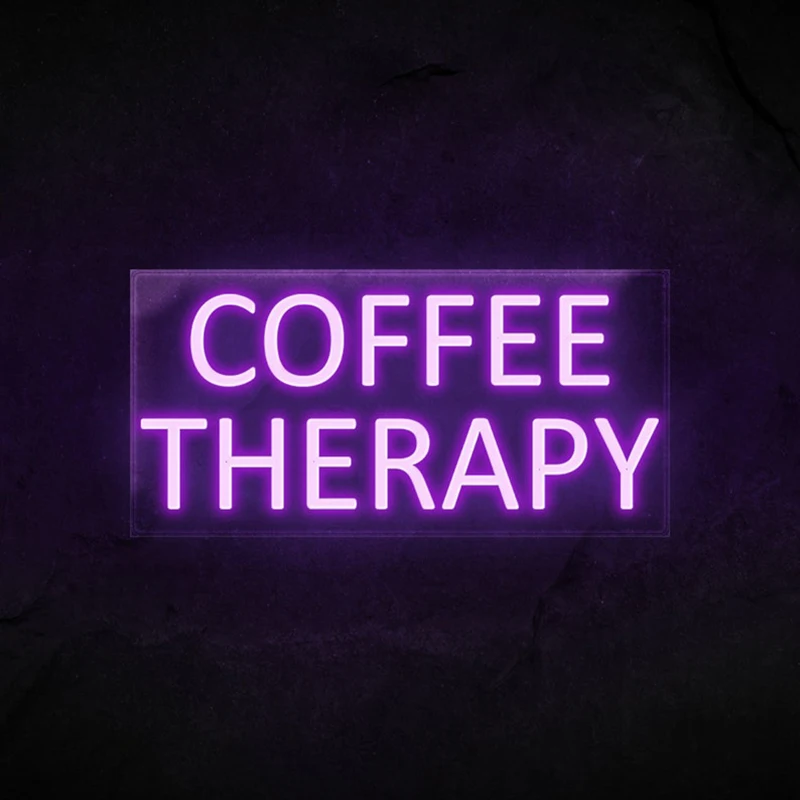 Coffee Therapy Neon Signs Coffee Bar Wall Decoration Neon Light Cafe Murals Restaurant Drink Food Store LED Neon Sign Board Logo