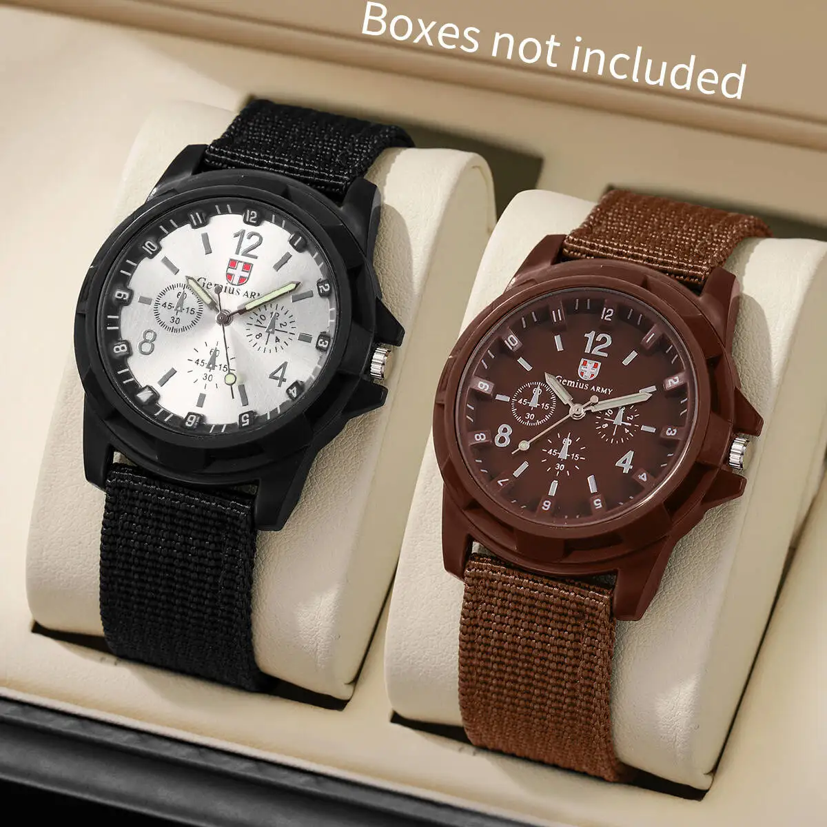 2PCS/Set Casual Nylon Strap Men Sports Watches Military Quartz Watch for Mens Clock Wristwatches Reloj Hombre（Without Box）